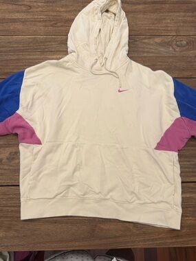 Nike Off-White Hoodie with Blue and Pink Accents